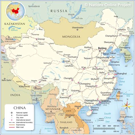 map of the countries in the china area